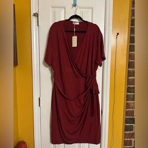 Nemidor Deep Red Midi Wrap Dress